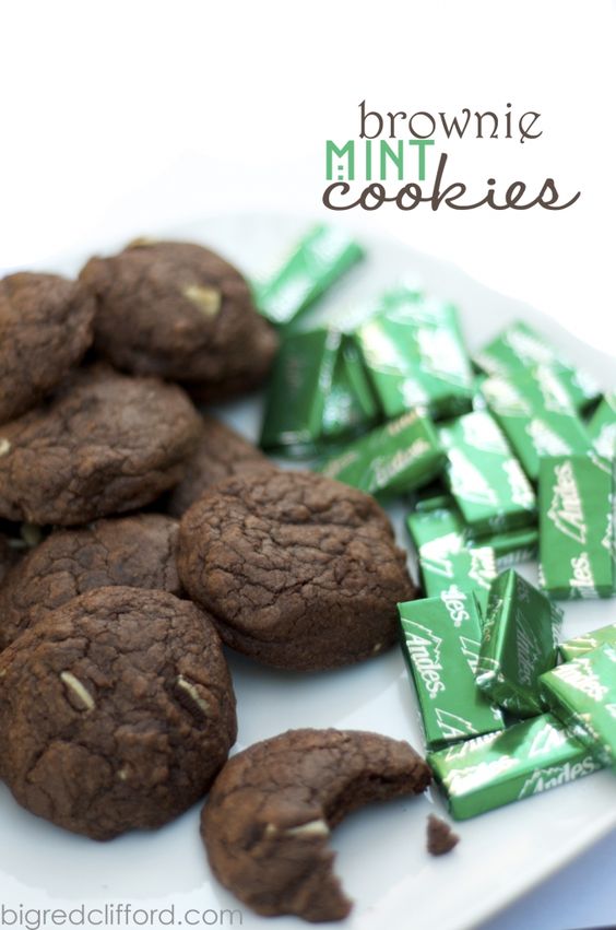 easy brownie mint cookies