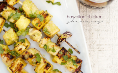 hawaiian pineapple glazed chicken skewers