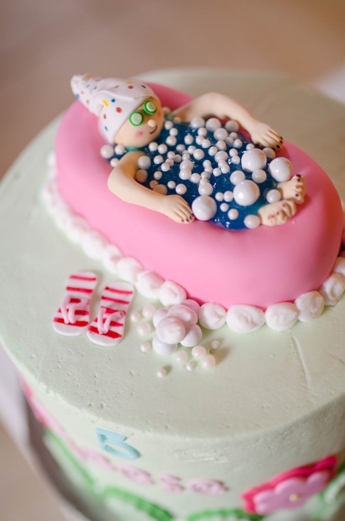 Girls spa party cake bath